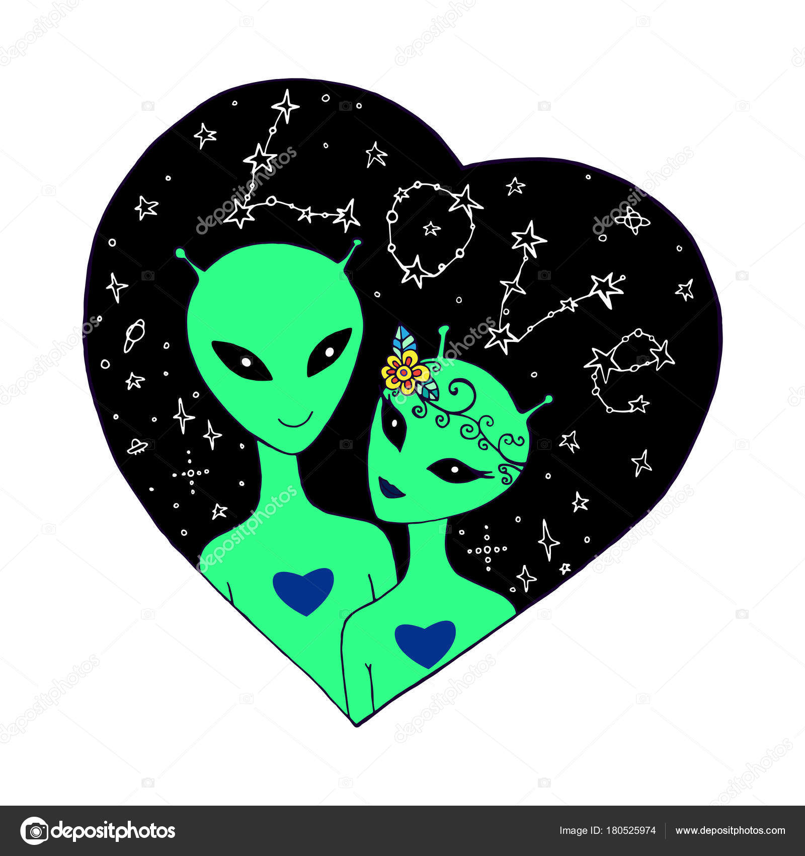 Alien bonito segurando coração de amor no vetor de desenho animado do dia  dos namorados ilustração