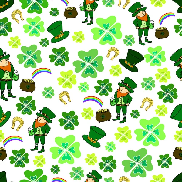 Den s bezproblémovou St. Patrick. Zelený skřítek. — Stockový vektor