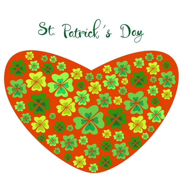 Renk yonca St. Patrick s gün üzerinde bir kalp şeklinde. — Stok Vektör