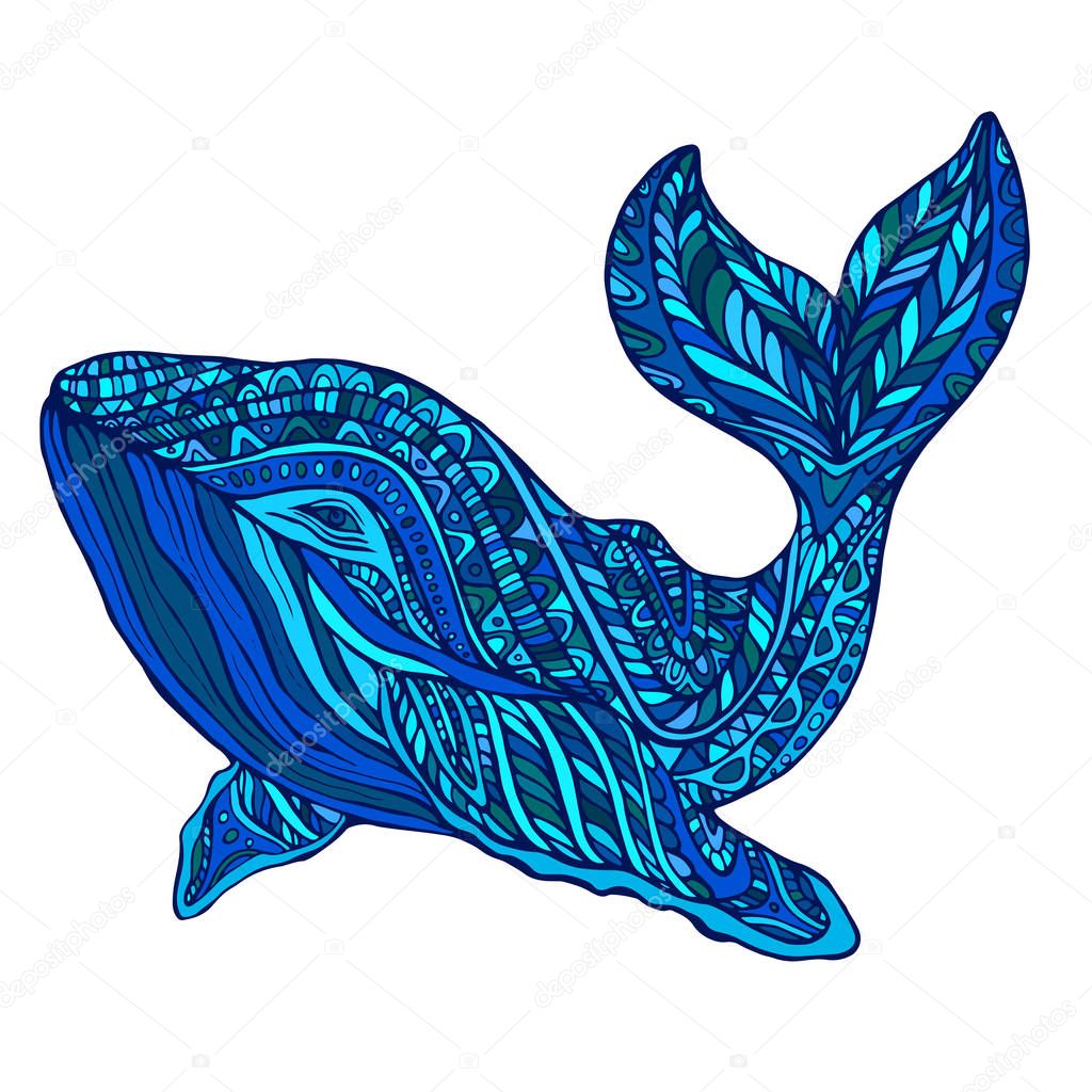 Fantasy  ornament whale, blue color