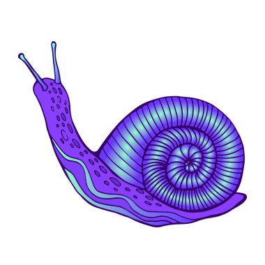 Gerçeküstü fantezi salyangoz, neon renk, vintage tarzı