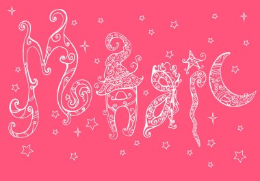 Kelime büyü, renk sayfa fantezi.