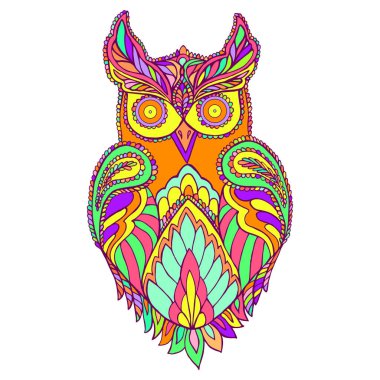  Baykuş fantezi kuş, renk sayfası.