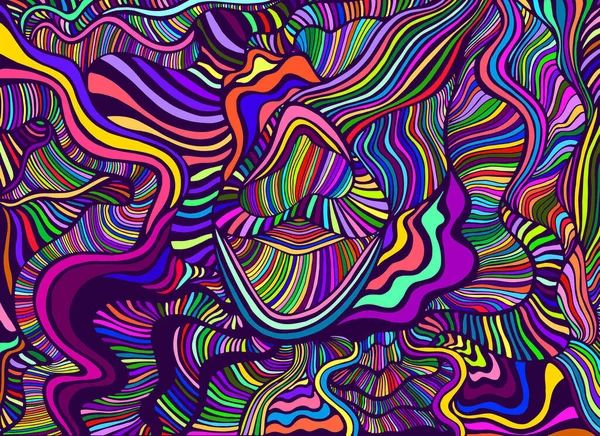 ジューシーな夏鮮やかな抽象的なラインアート迷路パターン、虹色. — ストックベクタ