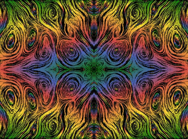 Modèle Psychédélique Kaléidoscope Multicolore Fond Abstrait Chamanique Labyrinthe Ornements Illustration — Image vectorielle
