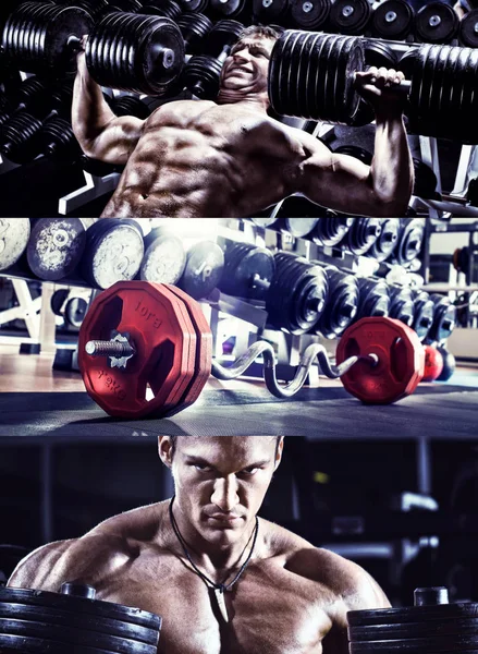 Bodybuilding in gym — Stock Photo, Image