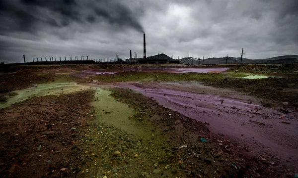 Landschap met ecologie vervuiling Stockfoto