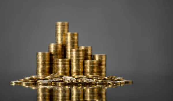 Still Life Very Many Rouleau Gold Monetary Change Coin Grey — Stock Photo, Image