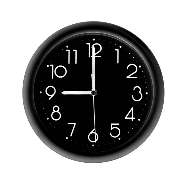 Round black clock — Stock Photo, Image