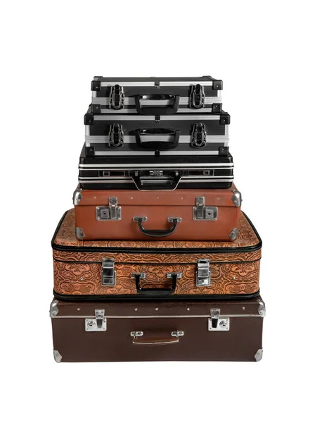 Рідкісна коричнева шкіряна валіза — стокове фото
