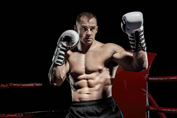 боксёр на боксерском ринге
