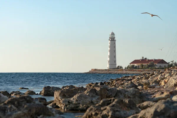 Krásná Přírodní Mořská Krajina Chersonským Majákem Krym Sevastopol Horizontální Foto — Stock fotografie