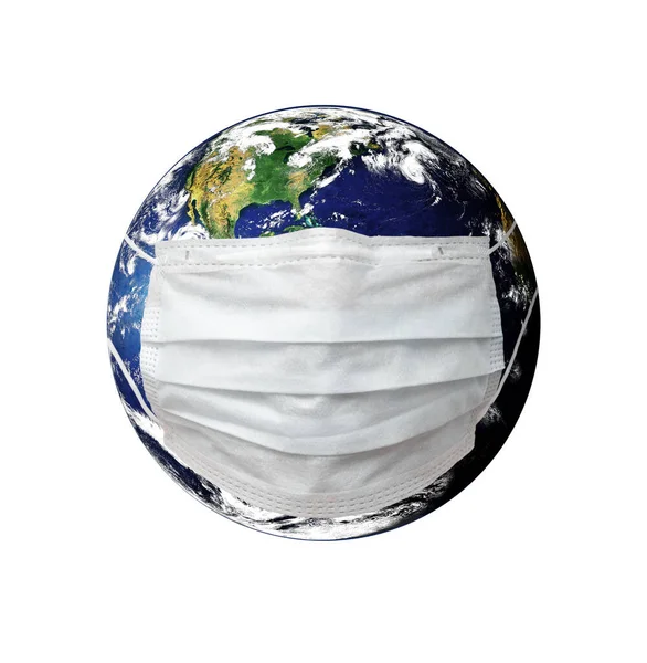 Sick Planet Earth Medical Mask Concept Covid Coronavirus Epidemic Image — Stock Photo, Image