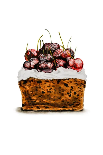 Kiraz Koyu Çikolatalı Kek — Stok fotoğraf