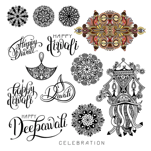 Set of black and white hand drawing design element lettering ins — Stock Vector