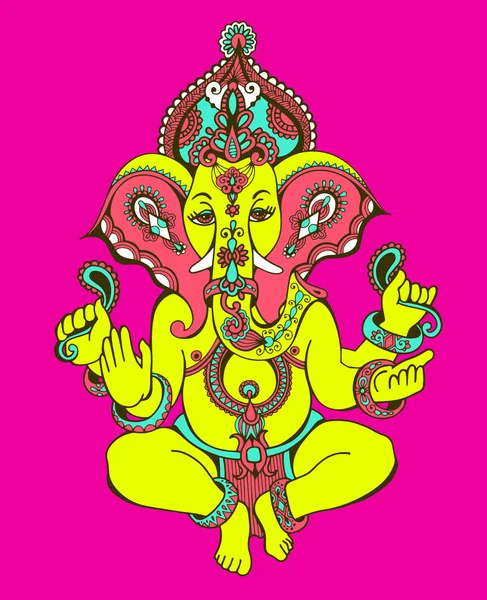 Hindu-Lord Ganesha kunstvolle Skizzenzeichnung, Tätowierung, Yoga, Spiritua — Stockvektor