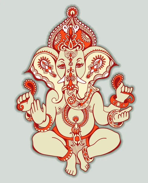 Hindu lord ganesha ornato schizzo disegno, tatuaggio, yoga, spiritua — Vettoriale Stock