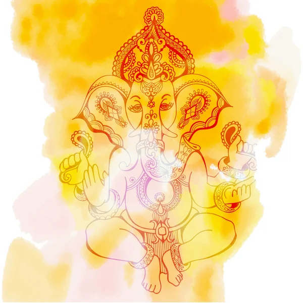 Hindu lord ganesha ornato schizzo disegno, tatuaggio, yoga, spiritua — Vettoriale Stock