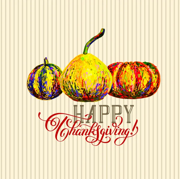 Happy Thanksgiving handwritten lettering inscription with pumpki — Διανυσματικό Αρχείο