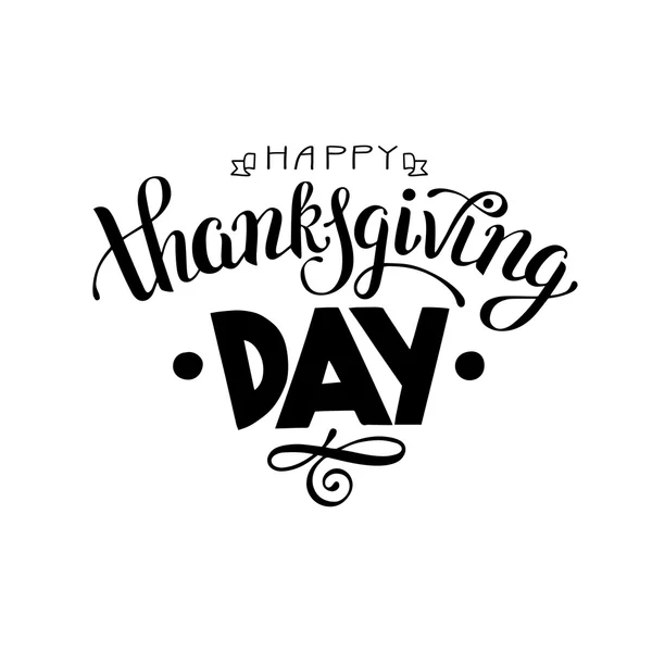 Happy Thanksgiving Day schwarz-weiß handgeschriebene Schriftzüge ins — Stockvektor