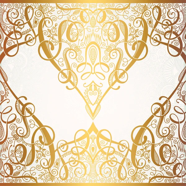 Decoração oriental dourada floral com lugar para o seu texto, paisley pa — Vetor de Stock