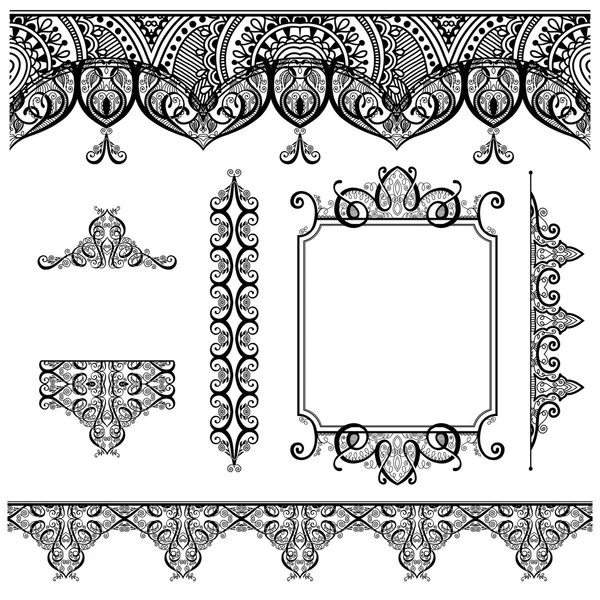 Set of black white design elements and page decoration — Stock Vector
