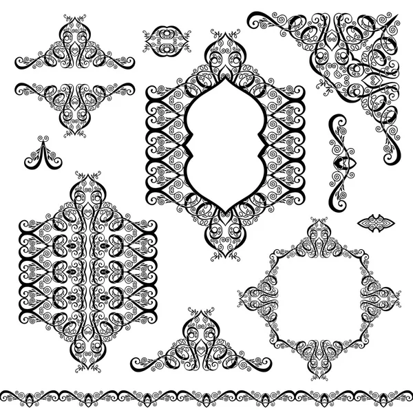 Conjunto de elementos de diseño blanco negro y decoración de página — Archivo Imágenes Vectoriales