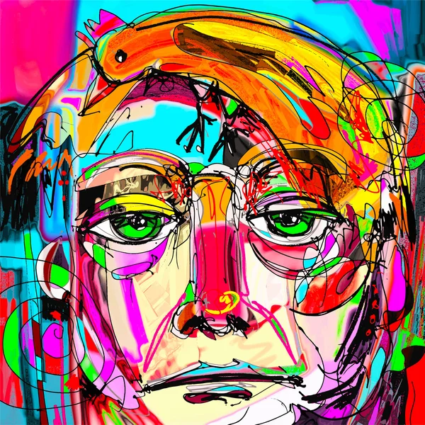 Portrait numérique contemporain du visage de l'homme avec oran — Image vectorielle