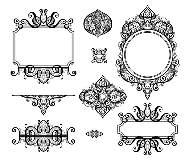 Набор черно-белых элементов дизайна и оформление страницы — стоковый вектор