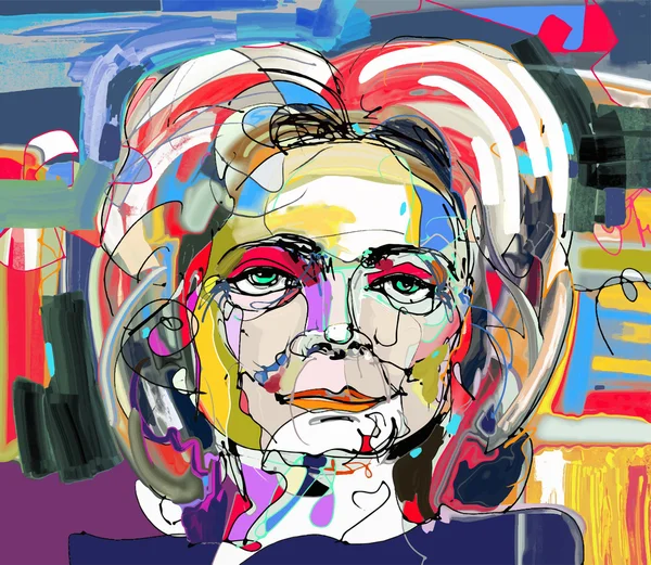 Ursprungliga abstrakt digital målning av kvinna ansikte — Stock vektor