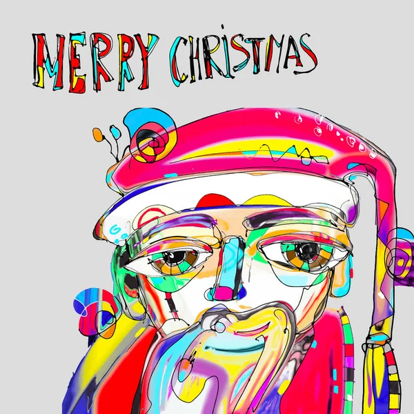 ซานตาคลอสในสไตล์ศิลปะร่วมสมัยกับจารึก Merry chr — ภาพเวกเตอร์สต็อก