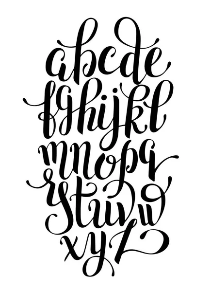 Black and white hand lettering alphabet design, handwritten brus — Stock Vector