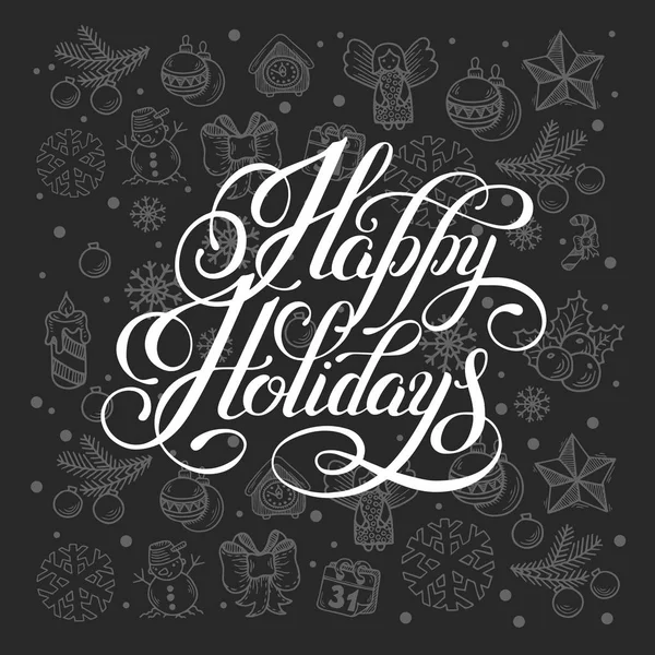 Happy holidays lettering inscription handwritten design — Stock Vector