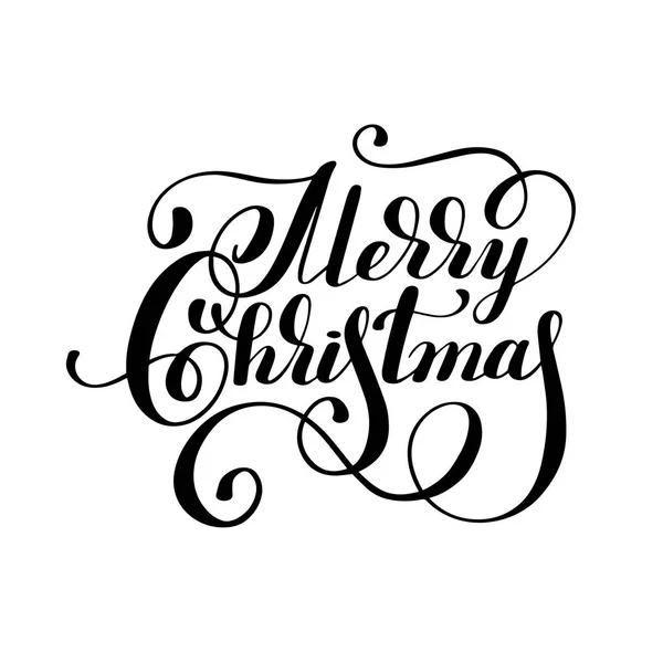 Inscripción de letras de mano en blanco y negro Feliz Navidad — Vector de stock