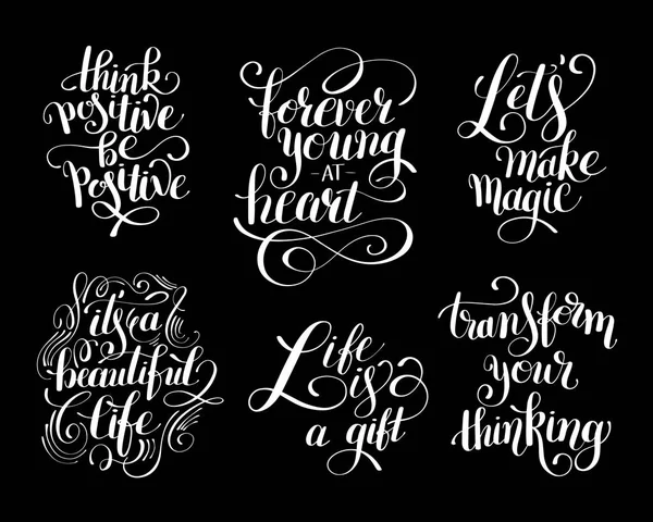 Collectie van zwart-wit positieve typografie posters — Stockvector