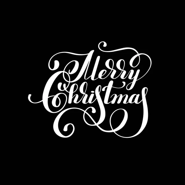 Zwart-wit hand belettering inscriptie Merry Christmas — Stockvector