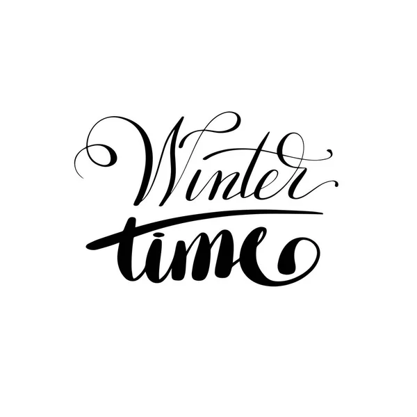 Winter tijd zwart-wit handgeschreven inscriptie ho belettering — Stockvector