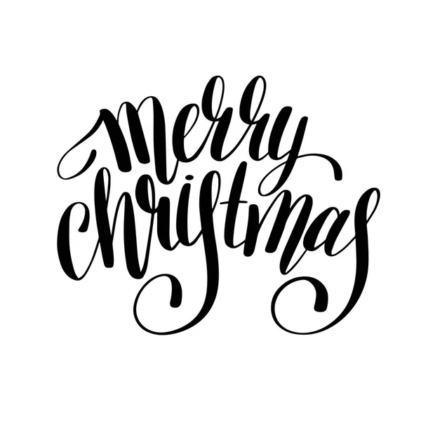 Merry christmas zwart-wit handgeschreven belettering inscriptio — Stockvector