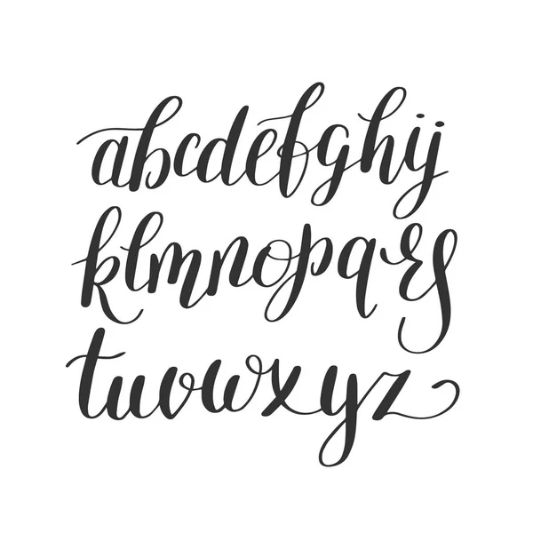 Diseño del alfabeto de letras a mano en blanco y negro, brus manuscrito — Archivo Imágenes Vectoriales
