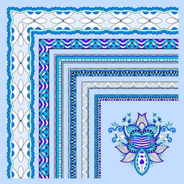 Diseño de marco vintage floral azul. vector ilustración conjunto — Vector de stock
