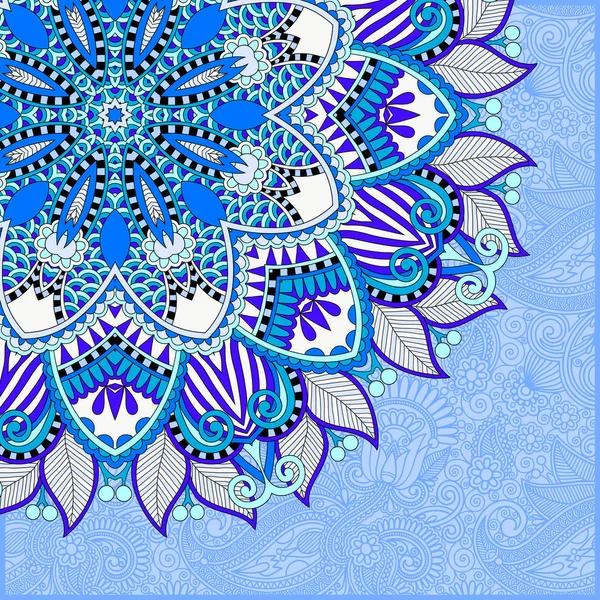 Motif bleu floral dans le style ethnique oriental ukrainien — Image vectorielle