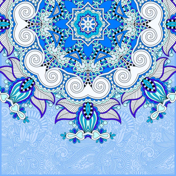 Floral blue pattern in ukrainian oriental ethnic style for your — Stock Vector