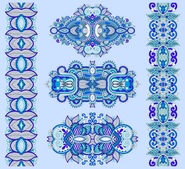 Ornamental étnico azul floral paisley adorno — Archivo Imágenes Vectoriales