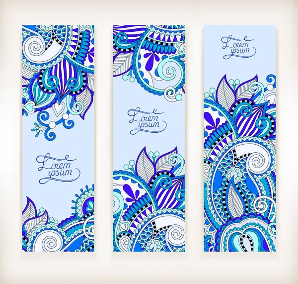 Conjunto de banner decorativo de la plantilla de flores, tarjeta, diseño web con — Archivo Imágenes Vectoriales