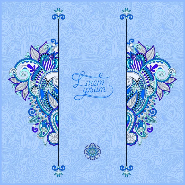 Floral ornamental template in blue color, oriental vintage patt — Stock Vector