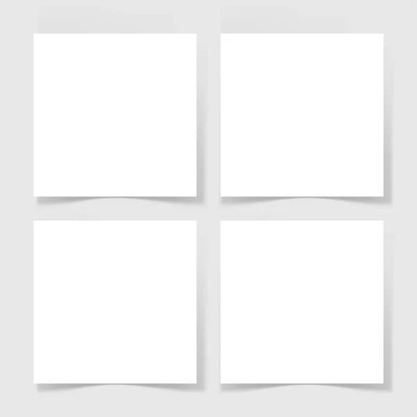 Cztery elementy pusty arkusz białego papieru z cienia dla Twojego — Wektor stockowy