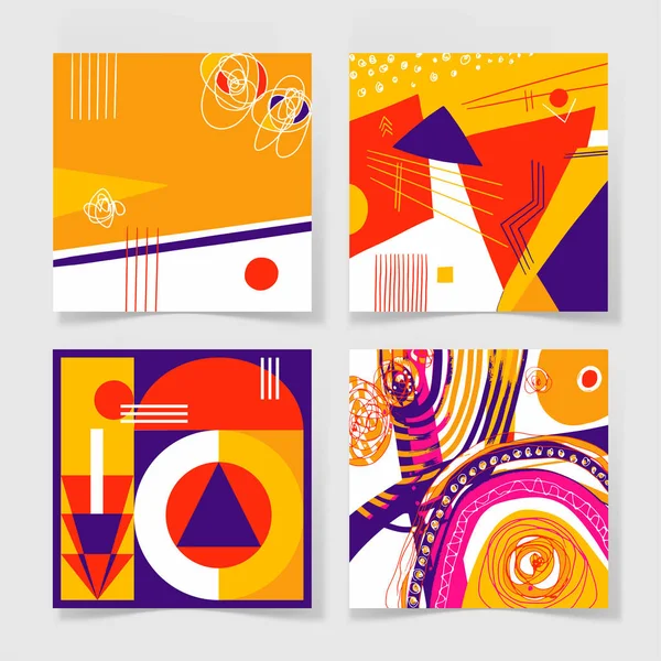 Набір з 4 плакатів з абстрактним трендовим візерунком — стоковий вектор