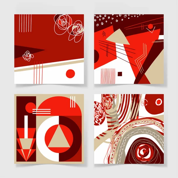 Set van 4 posters met abstracte trendy patroon achtergrond — Stockvector