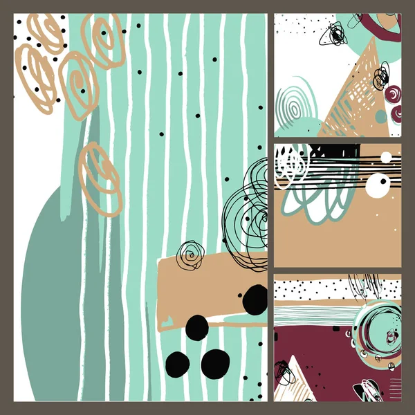 Conjunto de pintura contemporánea abstracta moderna en moda hipster s — Vector de stock