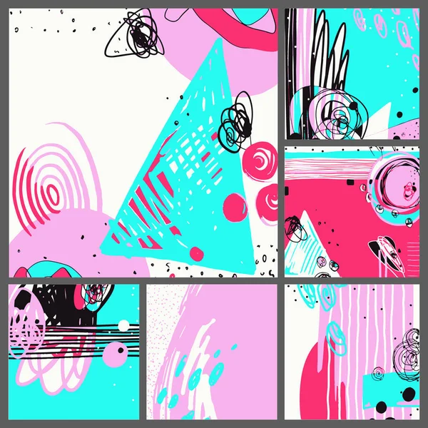 Set of modern abstract contemporary painting in trendy hipster s — Stock Vector